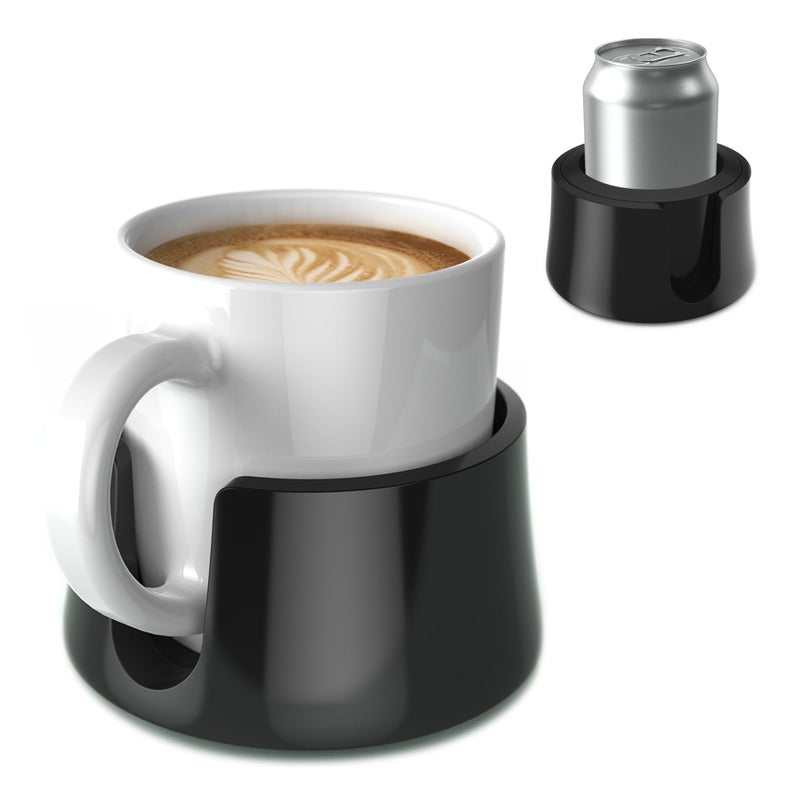 HIT Products TableCoaster - حامل أكواب مكتبي وطاولة أصلي مضاد للانسكاب باللون الأسود - حامل مشروبات RV والقارب، قاعدة مقاومة للطرف مع قاعدة لزجة ومظهر جداري لمنع المشروبات المنسكبة - Image 1